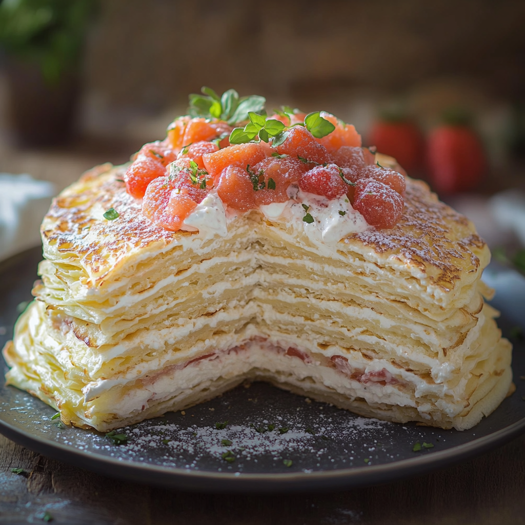 Gâteau de Crêpes Salées