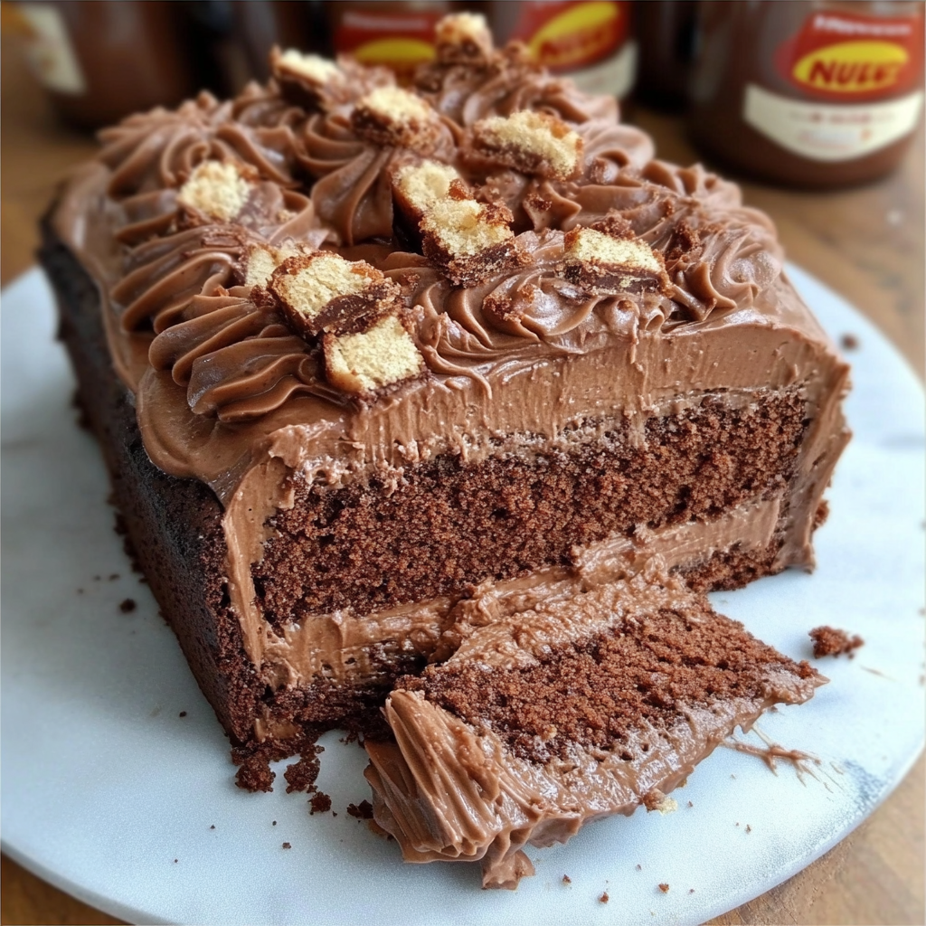 Gâteau Moelleux au Nutella et aux Barres Bueno