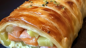 Tresse feuilletée saumon poireaux