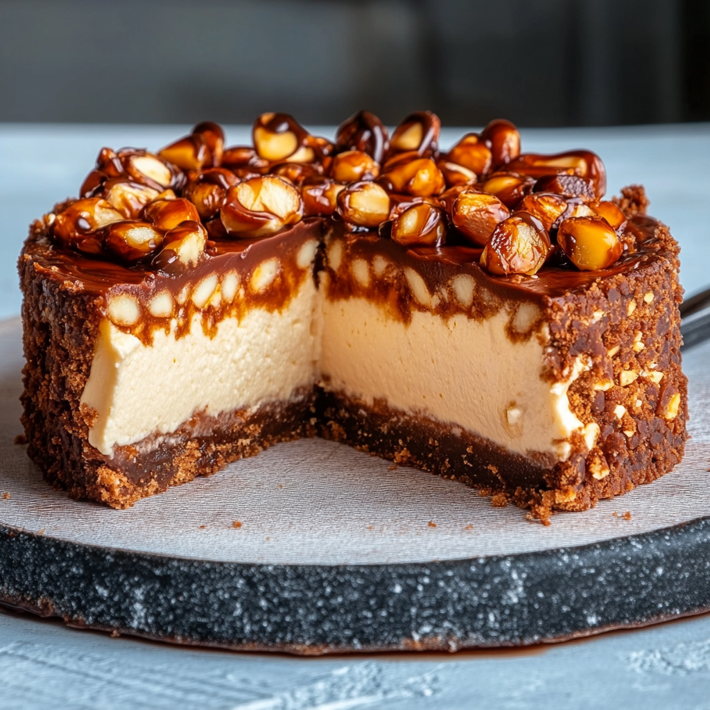 la Recette de Cheesecake Snickers Sans Cuisson
