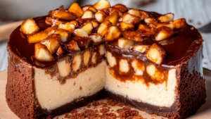 la Recette de Cheesecake Snickers Sans Cuisson