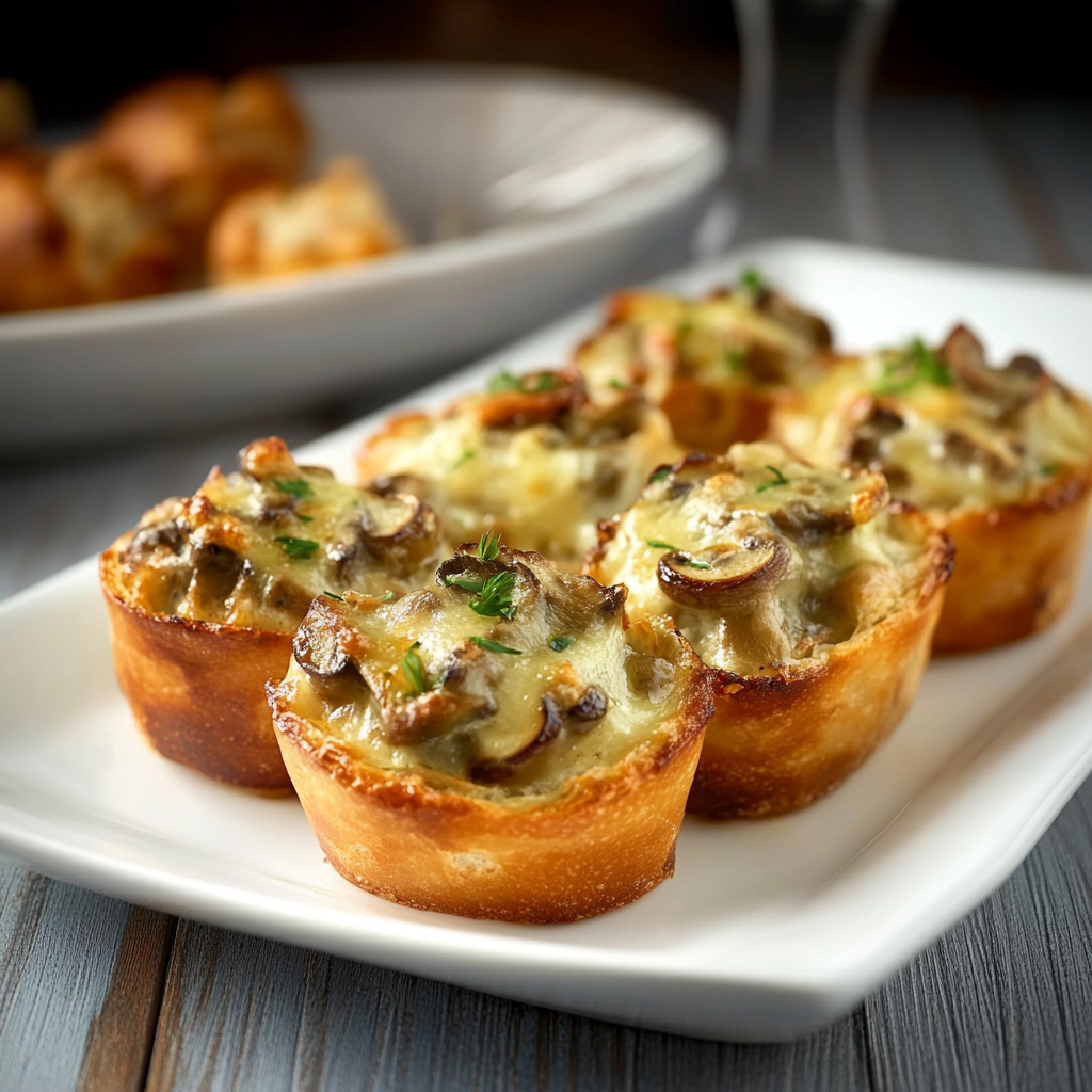 Bouchées croustillantes aux champignons gratinés : recette facile et délicieuse
