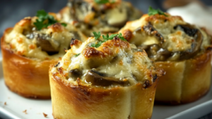 Bouchées croustillantes aux champignons gratinés : recette facile et délicieuse