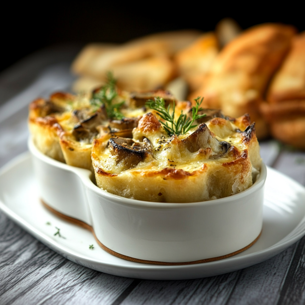 Bouchées croustillantes aux champignons gratinés : recette facile et délicieuse