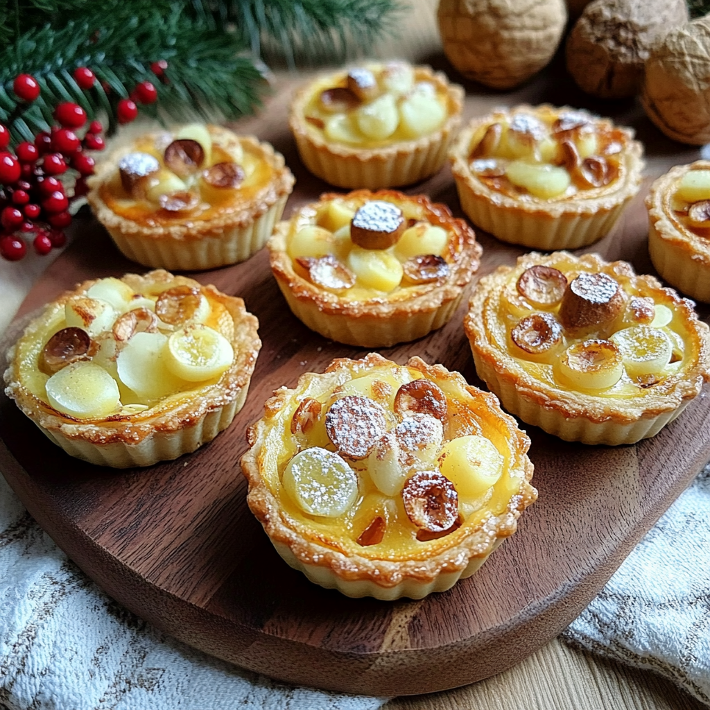 Mini-tartelettes fondue de poireaux noix de Saint-Jacques