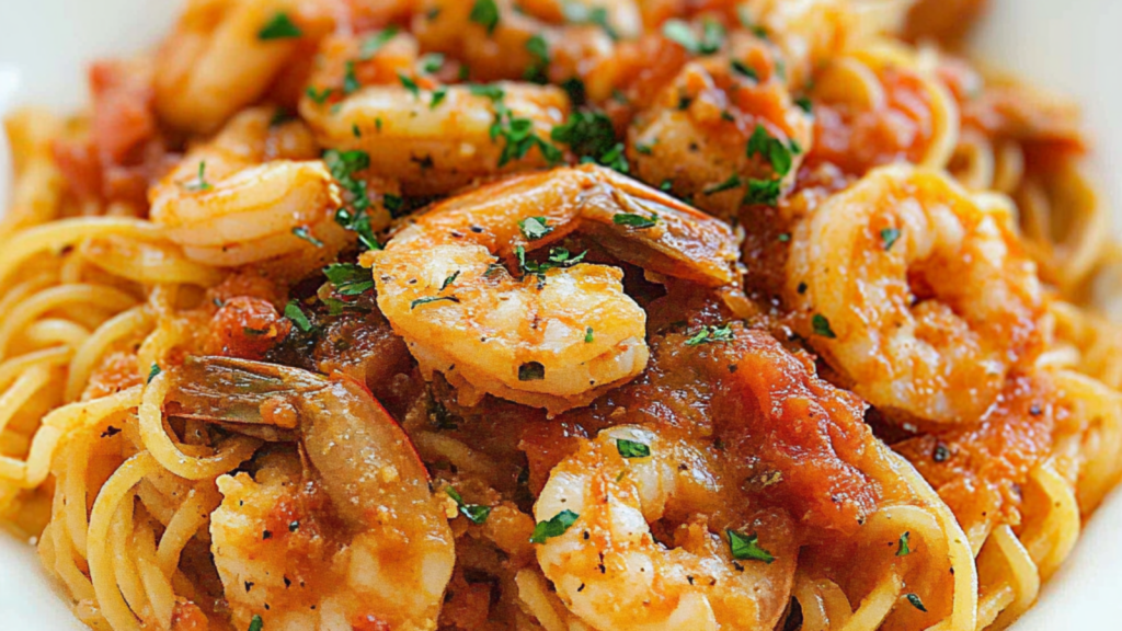 la Recette Pâtes aux Crevettes