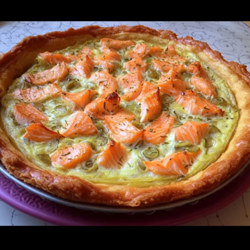 Tarte au Saumon et Oignon à la Crème Fraîche