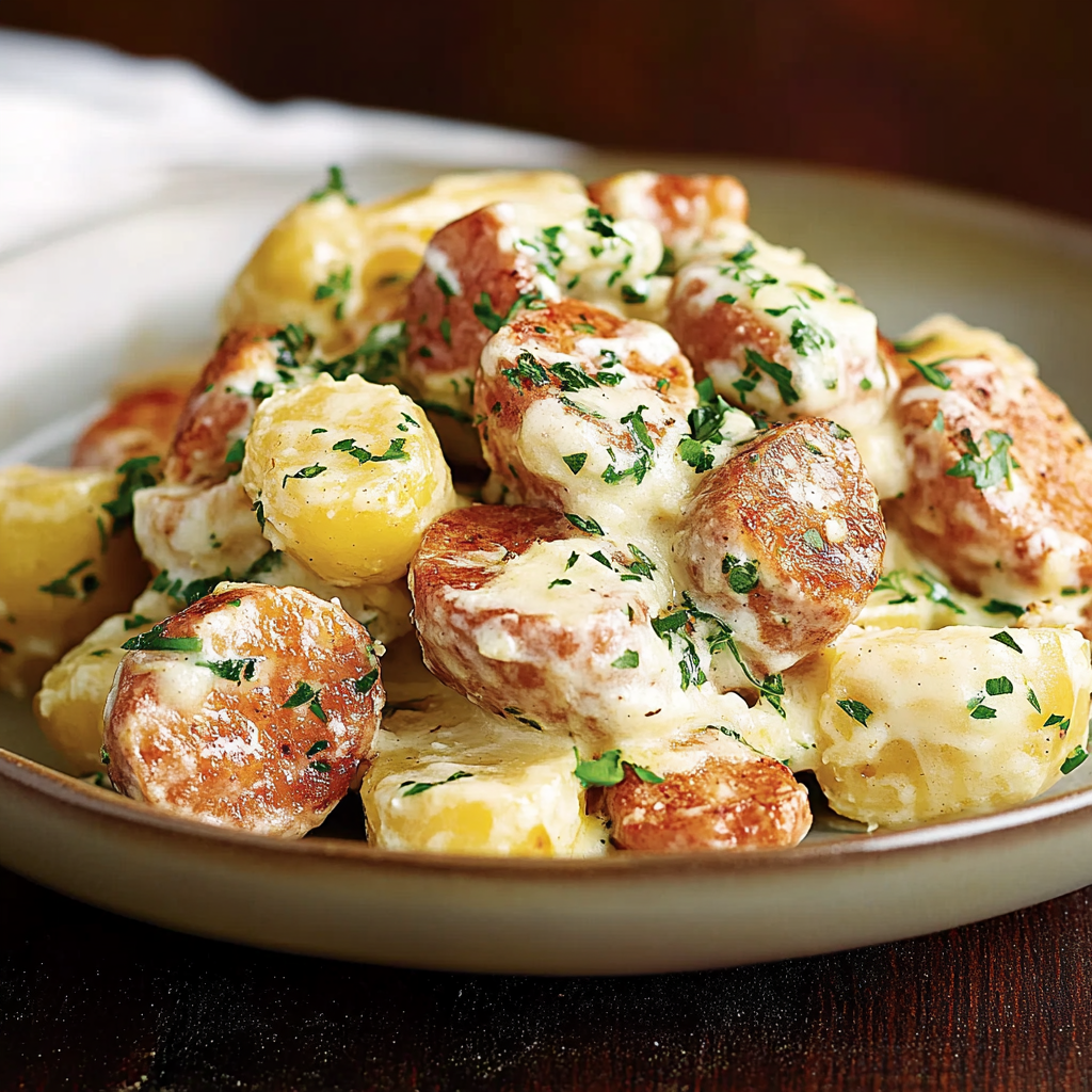 Pommes de Terre à la Sauscisse et aux Œufs