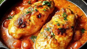 Poulet sauce à la crème et tomates