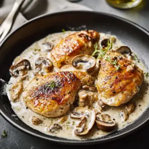 Poulet à la crème et aux champignons