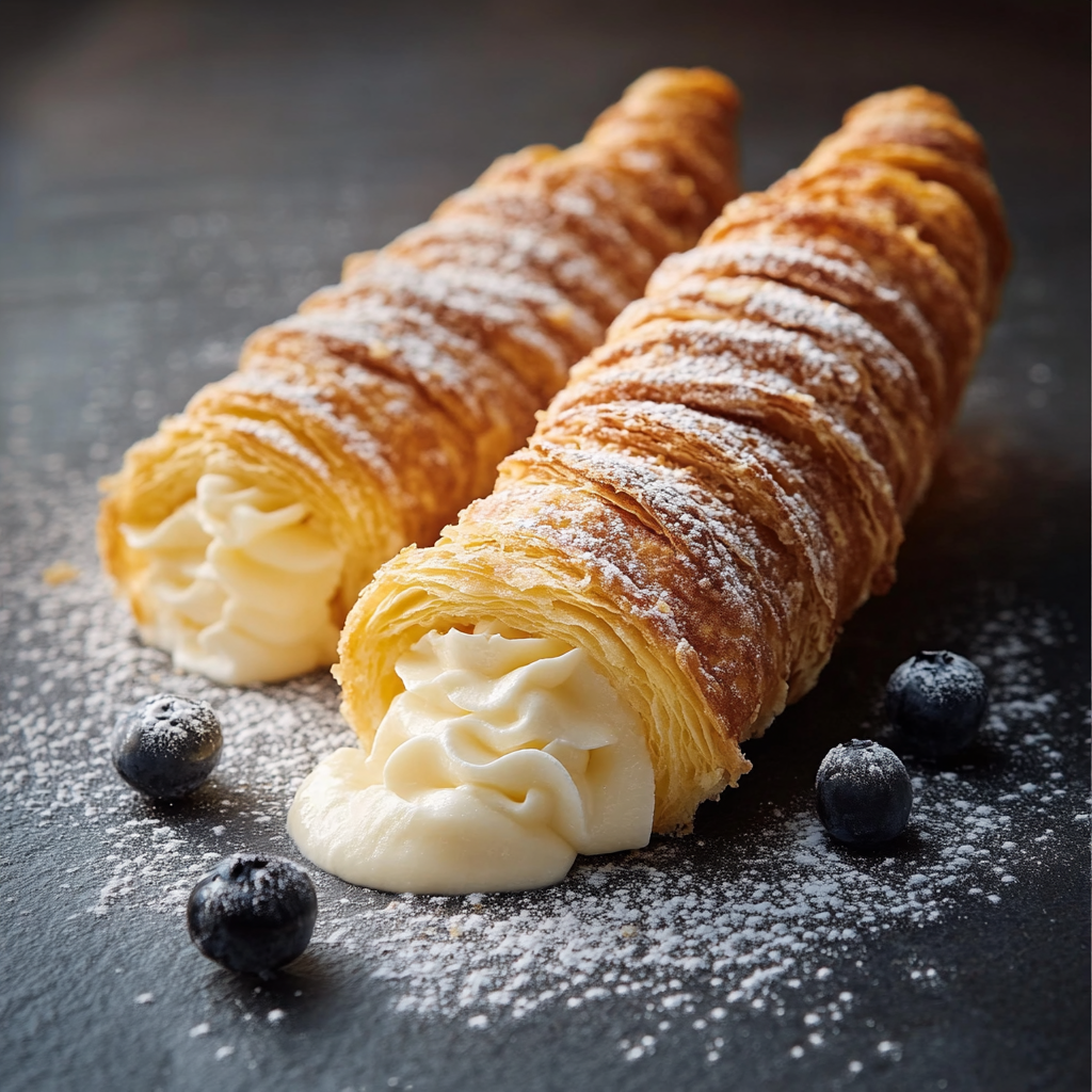 Recette de Cornets de Pâte Feuilletée Fourrés à la Crème Pâtissière