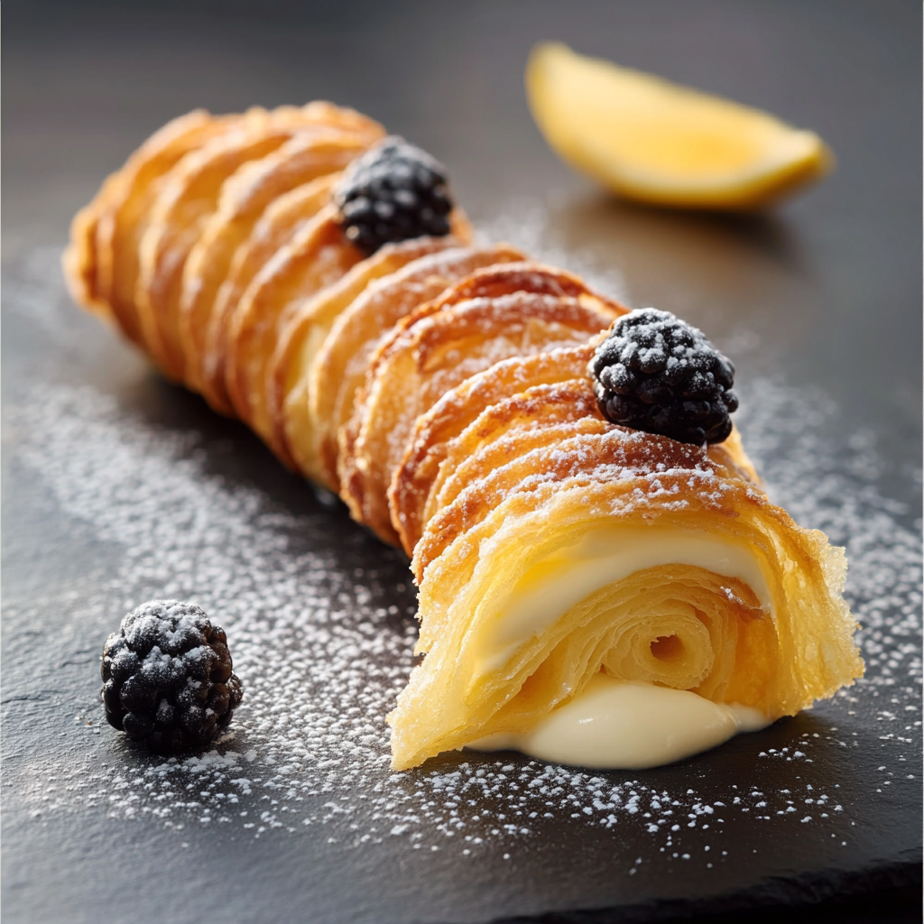 Recette de Cornets de Pâte Feuilletée Fourrés à la Crème Pâtissière