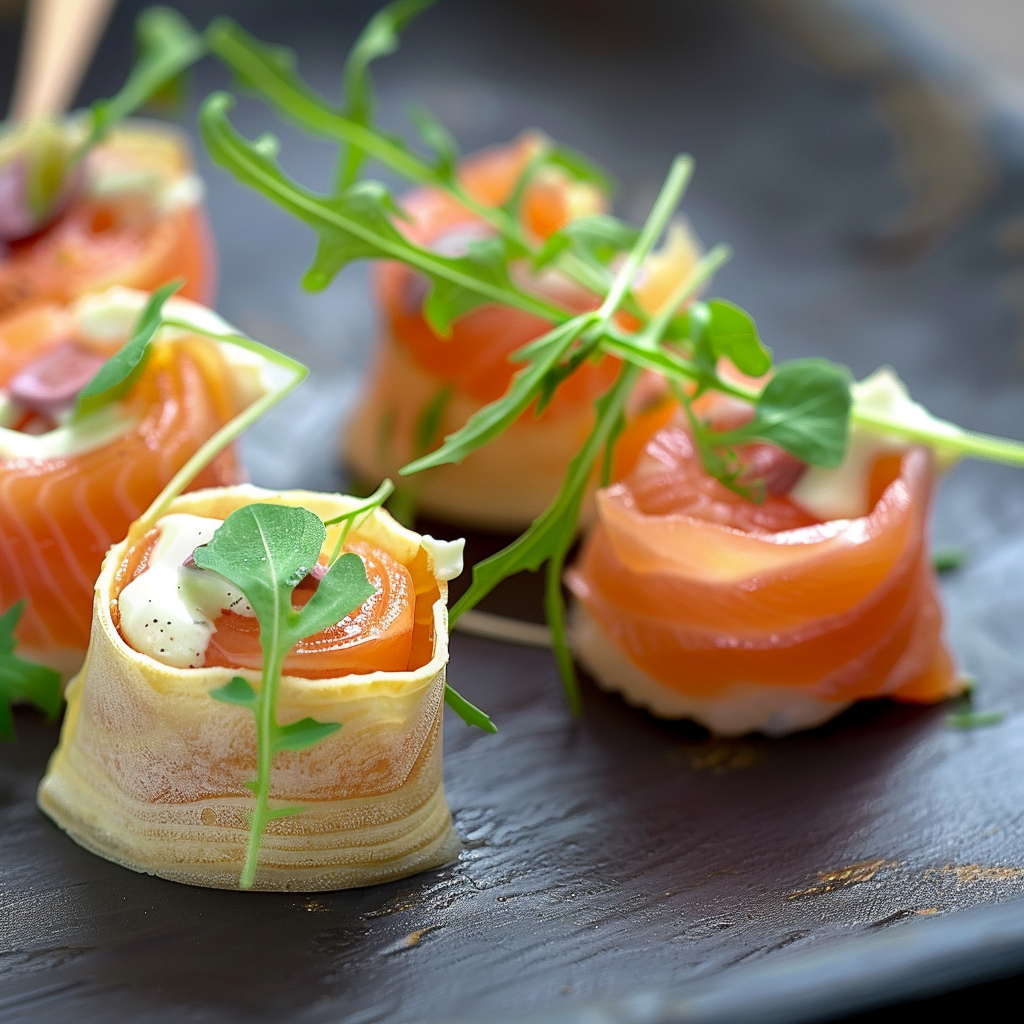 Mini Roulés au Saumon Fumé et Boursin