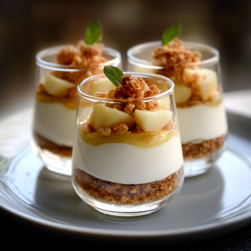 Verrines de fromage blanc aux pommes caramélisées