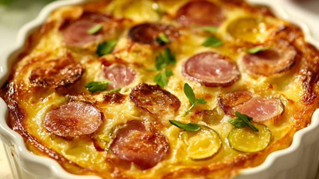 Clafoutis aux oignons et dinde