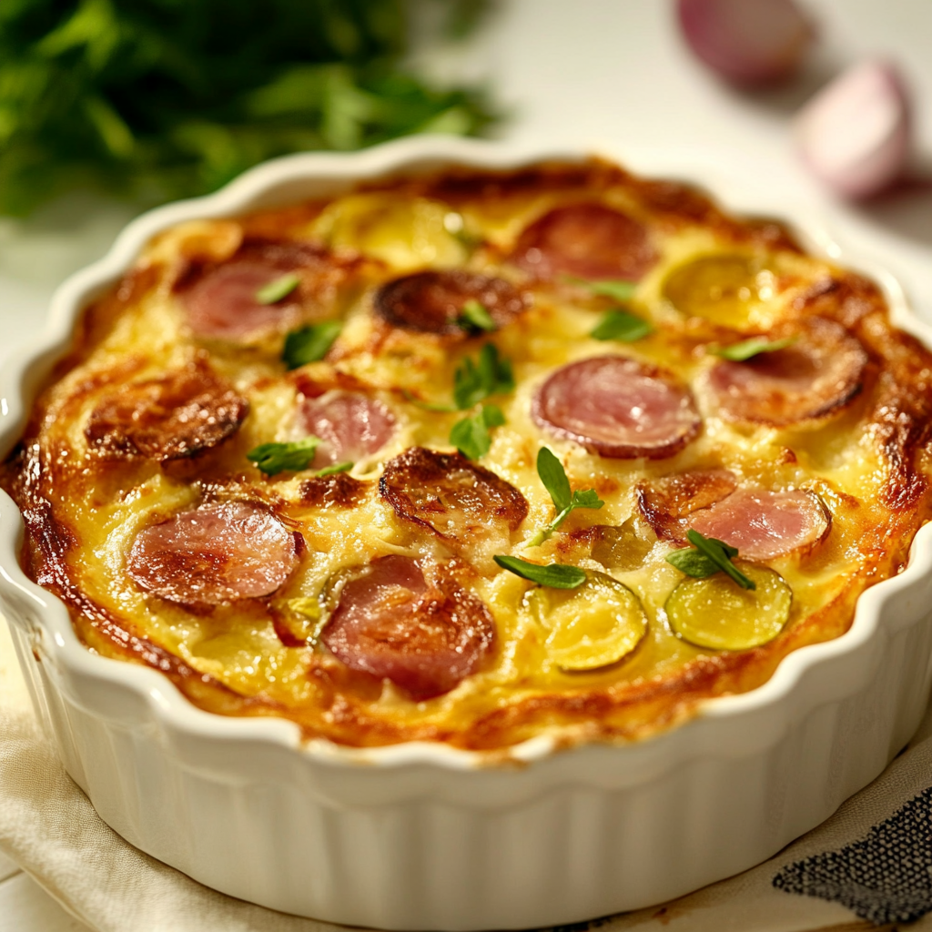 Clafoutis aux oignons et dinde