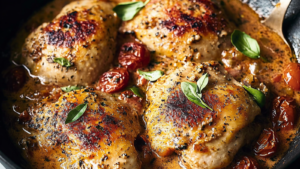 Poulet à la crème et aux tomates