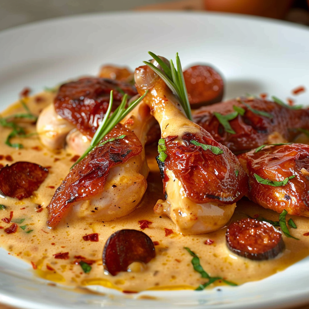 Recette facile d'aiguillettes de poulet avec sauce crémeuse au chorizo