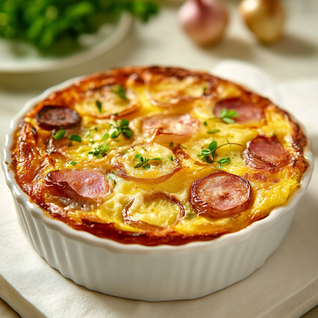 Clafoutis aux oignons et dinde
