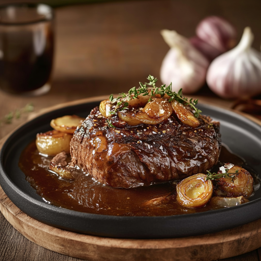rôti de bœuf au miel et aux oignons