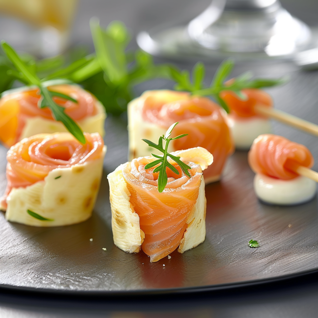 Mini Roulés au Saumon Fumé et Boursin