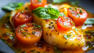 cabillaud aux tomates et basilic