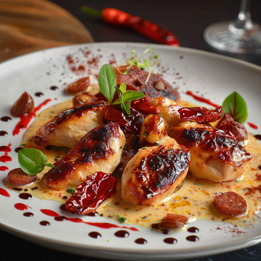 Recette facile d'aiguillettes de poulet avec sauce crémeuse au chorizo
