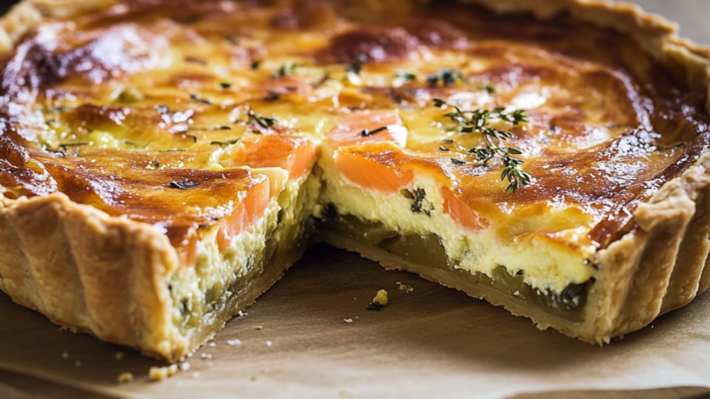 Quiche aux poireaux et au saumon fumé