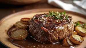 rôti de bœuf au miel et aux oignons