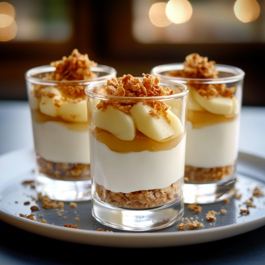 Verrines de fromage blanc aux pommes caramélisées
