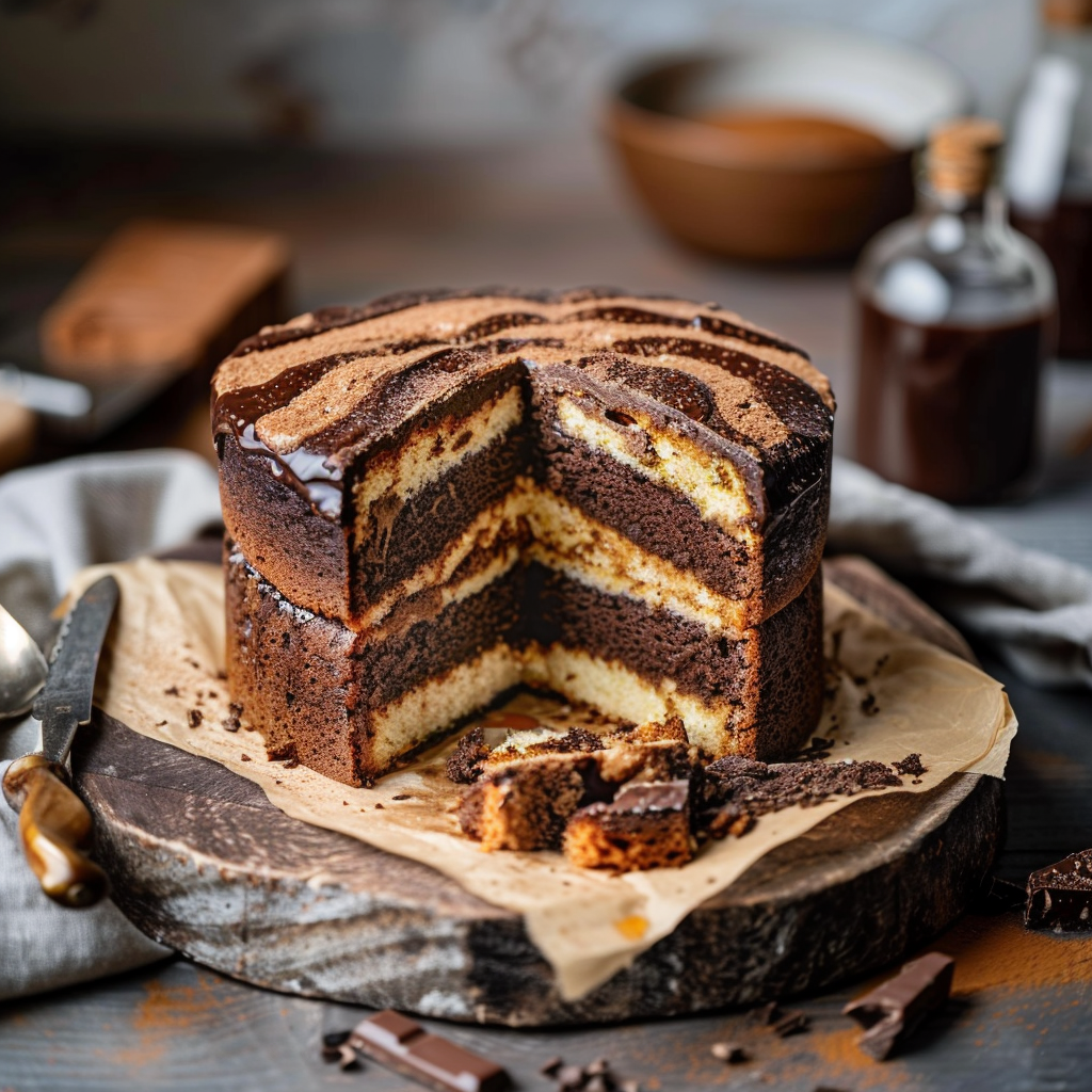 Recette facile du gâteau marbré au chocolat
