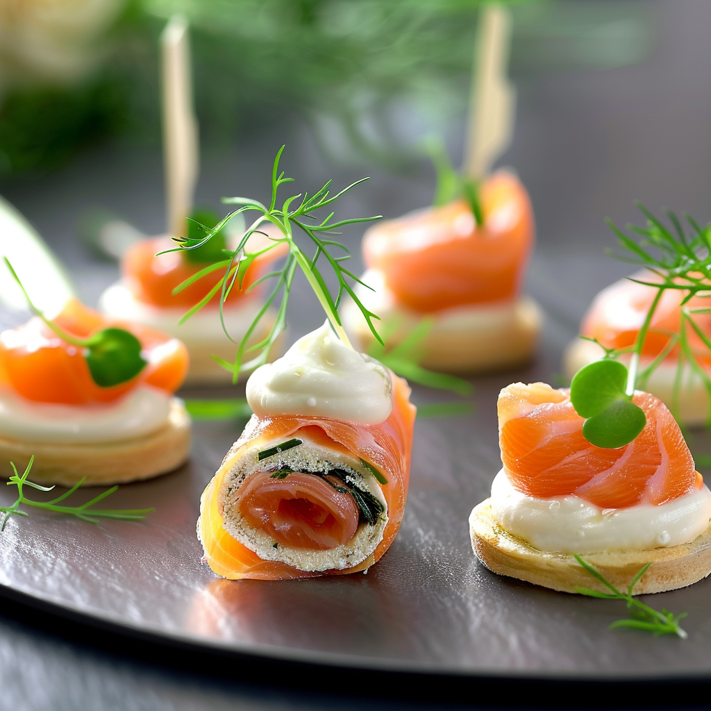 Mini Roulés au Saumon Fumé et Boursin
