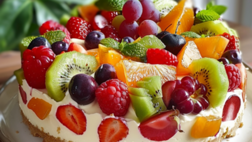 Gâteau au Fromage à la Salade de Fruits Depuis recettemoderne.com