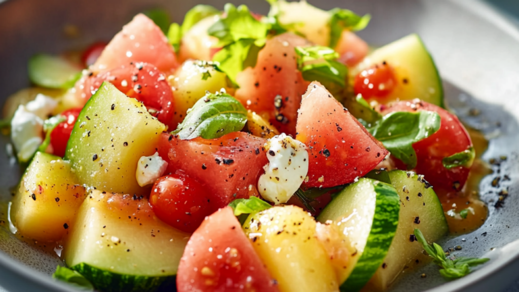 Salade fraise melon feta