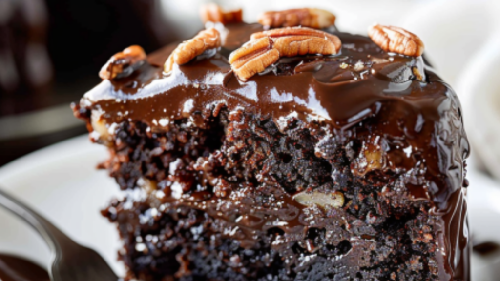 gâteau chocolat noir babeurre pacanes Depuis recettemoderne.com