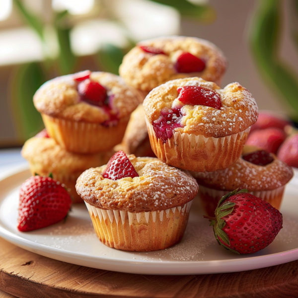 Muffins légers aux fraises depuis recettemoderne.com