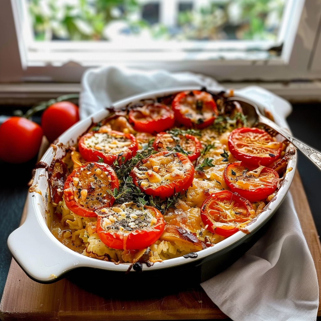 Gratin de Riz à la Tomate depuis recettemoderne.com