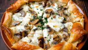 Tarte Croustillante Mozzarella et Champignons depuis recettemoderne.com