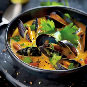 Velouté de moules au curry depuis recettemoderne.com
