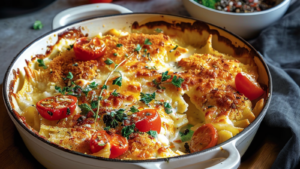 Gratin de pâtes trois fromages depuis recettemoderne.com