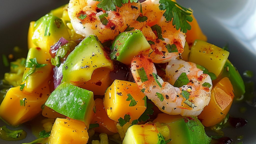 Salade Avocat Mangue Crevettes depuis recettemoderne.com