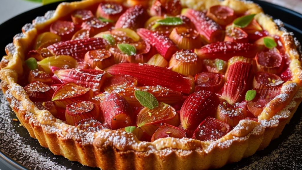 Tarte à la Rhubarbe depuis recettemoderne.com