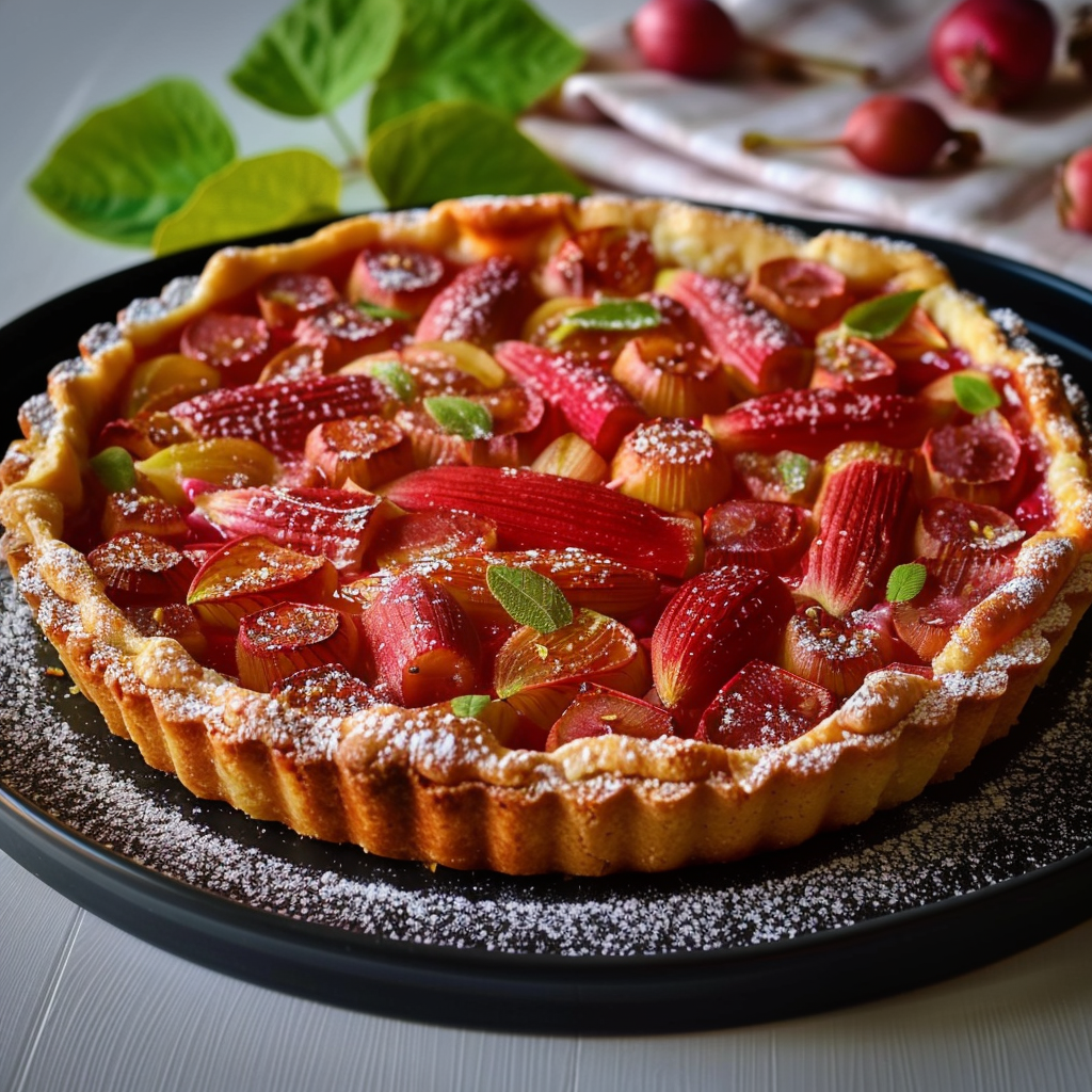 Tarte à la Rhubarbe depuis recettemoderne.com