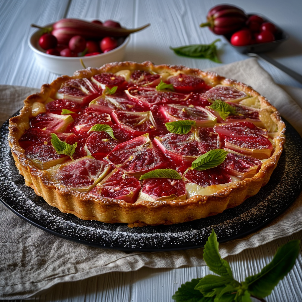 Tarte à la Rhubarbe depuis recettemoderne.com