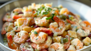 Salade de pâtes aux crevettes Depuis recettemoderne.com