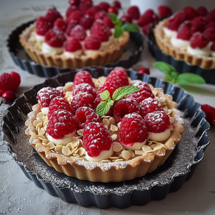 tartelettes aux amandes et framboises Depuis recettemoderne.com