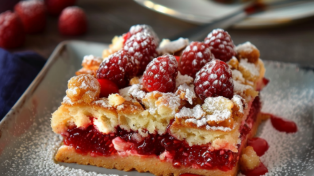 Gâteau aux amandes, mascarpone et framboises Depuis recettemoderne.com