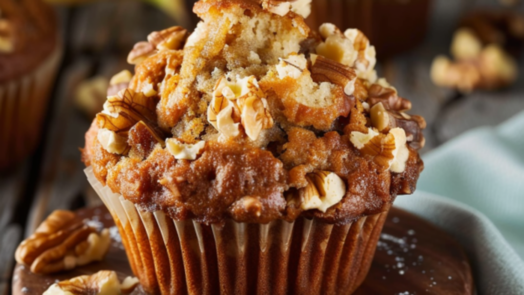Muffins Moelleux Banane-Noix Depuis recettemoderne.com