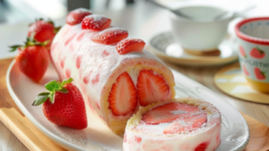 rouleau de gâteau aux fraises Depuis recettemoderne.com
