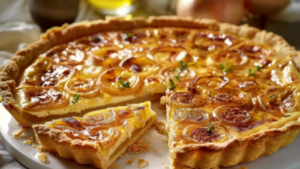Tarte Oignons Chèvre Miel Depuis recettemoderne.com